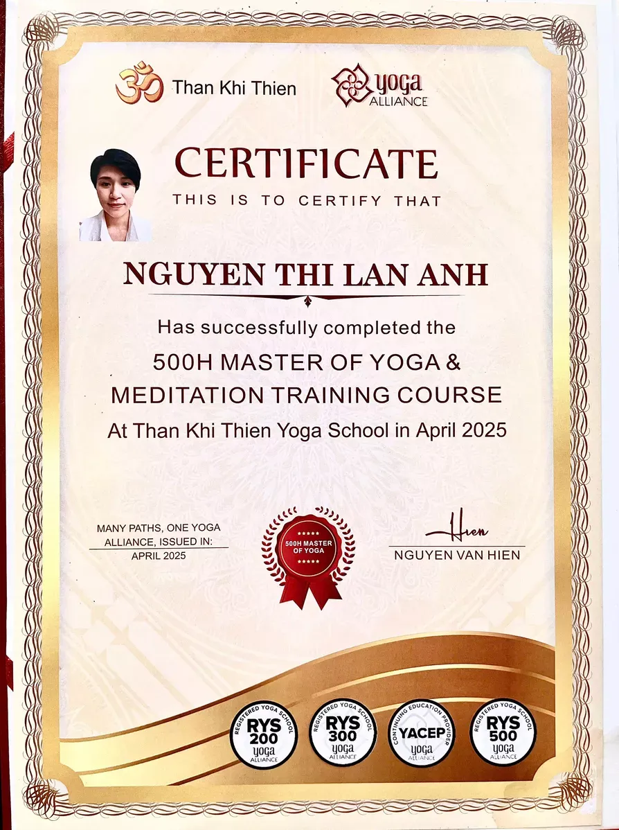 Chứng chỉ 500 giờ Master of Yoga và Thiền